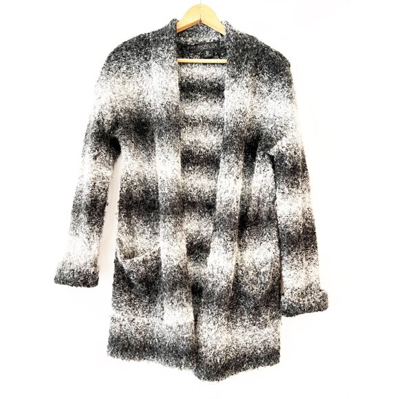 Rachel Zoe Black Grey Sweater Duster Small Ombre Alpaca Wool Teddy - Picture 8 of 8